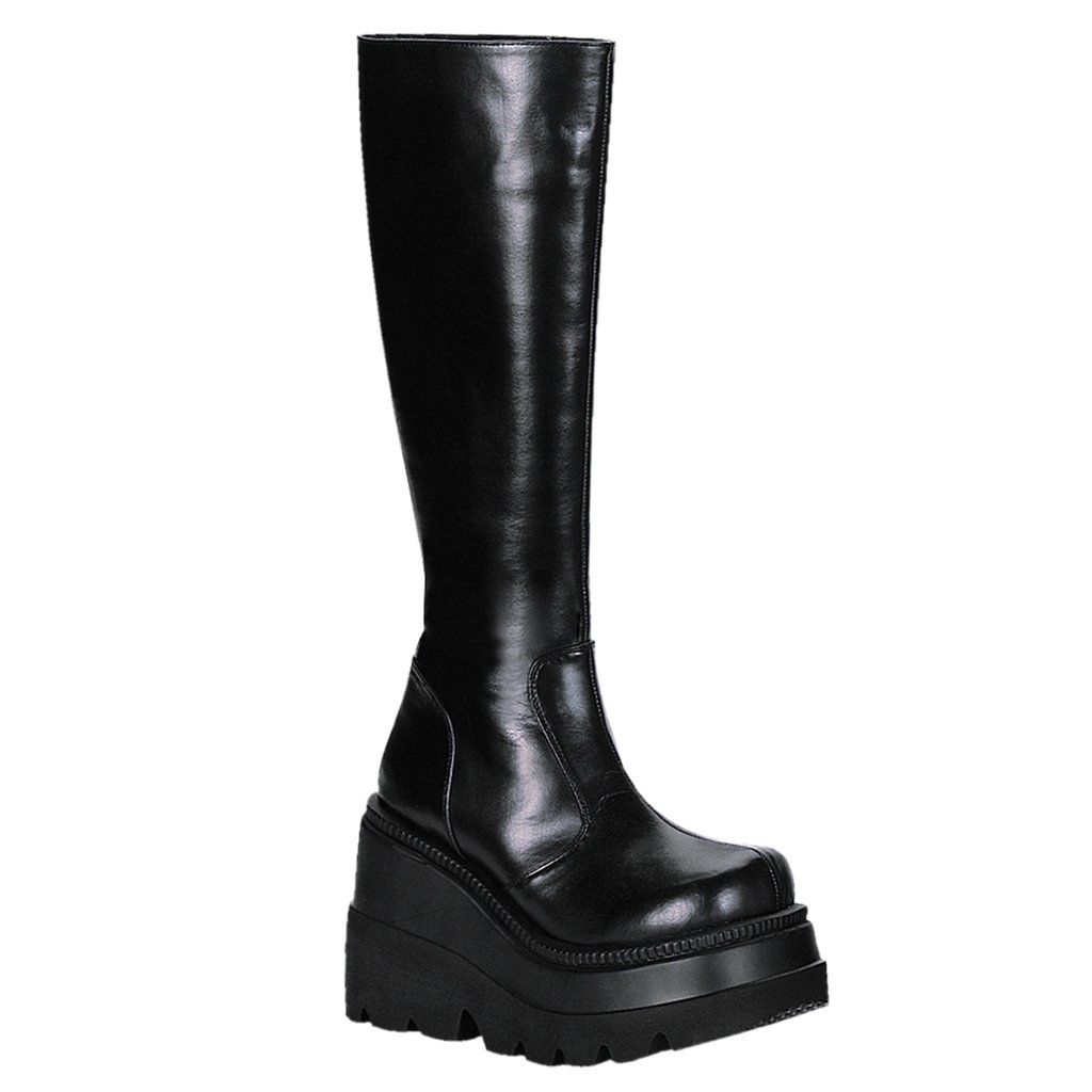 Bottes Hauteur Genoux Demonia Shaker 100 Vegan Cuir Femme - Noir 24681-RMZJ